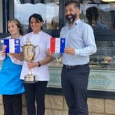 Staff at Oscar’s Gelato in Portobello with the Ice Cream Championship Trophy presented by The Scottish Ice Cream Alliance at the Royal Highland Show.