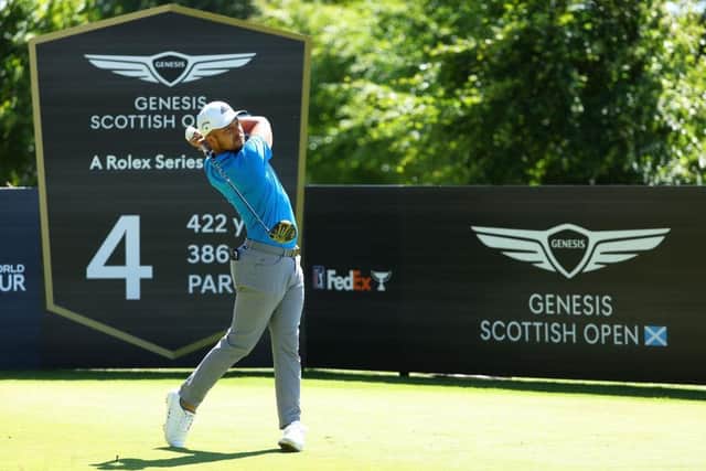 Xander Schauffele en route to a best-of-the-day 65 in the Genesis Scottish Open at The Renaissance Club. Picture: Andrew Redington/Getty Images.