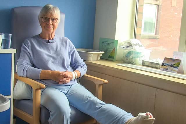 Jan Ritson's shin bone was driven to a hospital 20 minutes away for specialist treatment before it was returned and re-inserted (Pic: NHS Golden Jubilee/PA)
