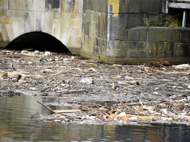 Rubbish and debris in the Water of Leith at the basin (Picture: Lisa Ferguson)