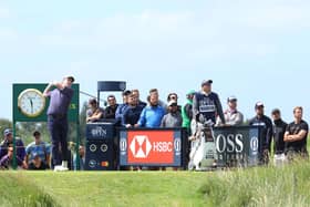 Bob MacIntyre plays his shot from the seventh tee during the second round of the 149th Open at Royal St George’s. Andrew Redington/Getty Images.