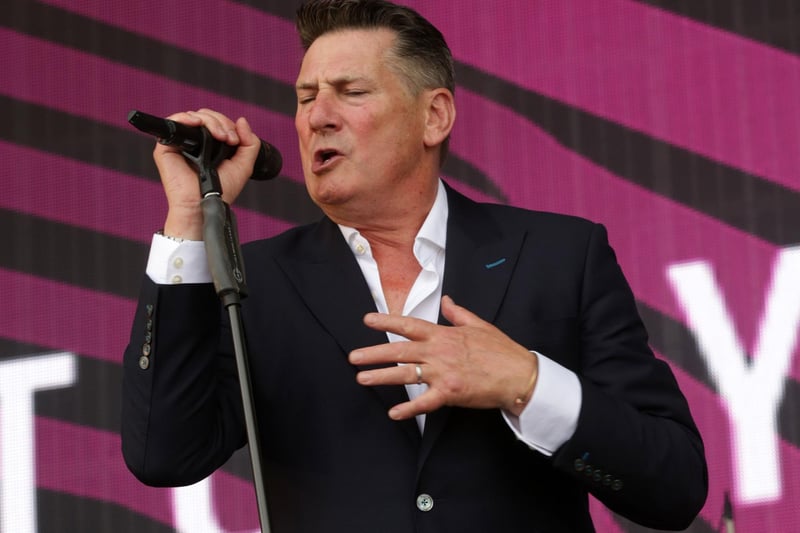 Tony Hadley, lead singer of the new wave band Spandau Ballet, on stage at Let's Rock Scotland 2023.