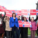 Rachel Reeves, Labour's Shadow Chancellor, visited Blackpool to unveil Labour's poster campaign on the 'Tory Tax Double Whammy' - pictured with Labour supporters at Blackpool Cricket Club.