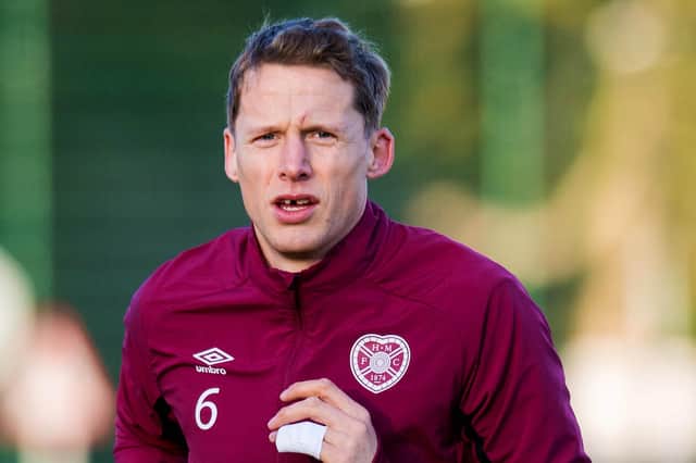Hearts defender Christophe Berra is fighting back from injury.