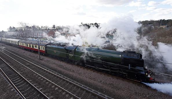 The Flying Scotsman steam locomotive travels along the East Coast Mainline near East Retford, eastern England on February 25, 2016.