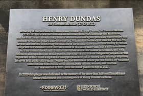The new plaque on Melville monument denounces Henry Dundas' role in deferring abolition slavery