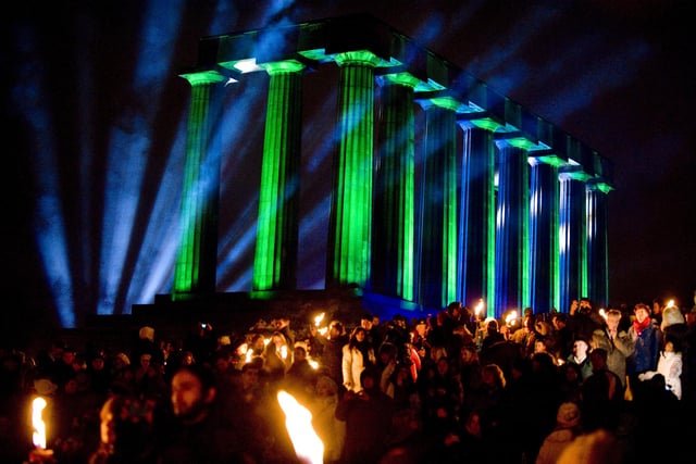 The torchlight procession ends at Calton Hill, as part of the New Year Hogmanay 2012 celebrations.
Photo by Ian Georgeson.
