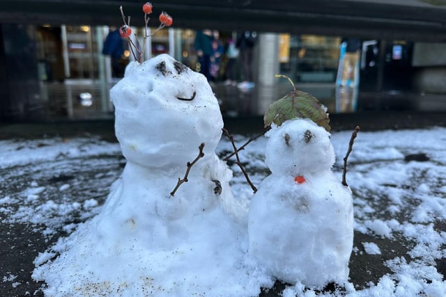 Some Edinburgh locals spent their morning making these cute miniature snowmen.