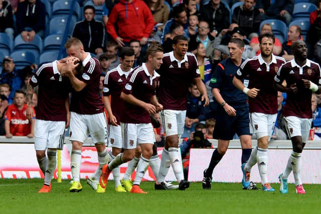 Osman Sow netted the winner the last time Hearts defeated Rangers at Ibrox. Picture: SNS