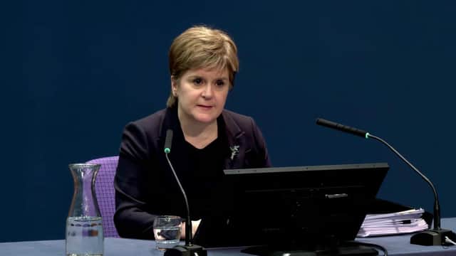 Former Scottish first minister Nicola Sturgeon gives evidence to the UK Covid-19 Inquiry hearing at the Edinburgh International Conference Centre