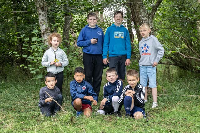 Some of the children at the Growing Families youth group in Burghlee Park where they set up camera traps.