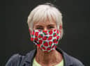Judy Murray wears a strawberry face mask at Wimbledon 2021. (Photo: Jon Super - Pool/Getty Images)