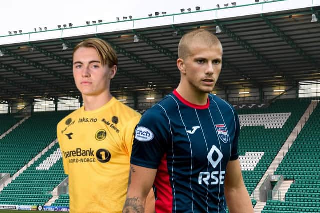 Elias Hoff Melkersen, left, and Harry Clarke could both be on their way to Hibs