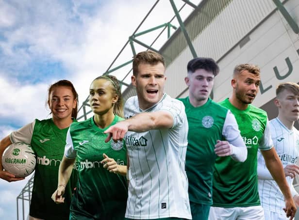 Players from Hibs' first team, under-18s, and women's team were included in the XI. Pictures: SNS Group / Hibernian Women / National World