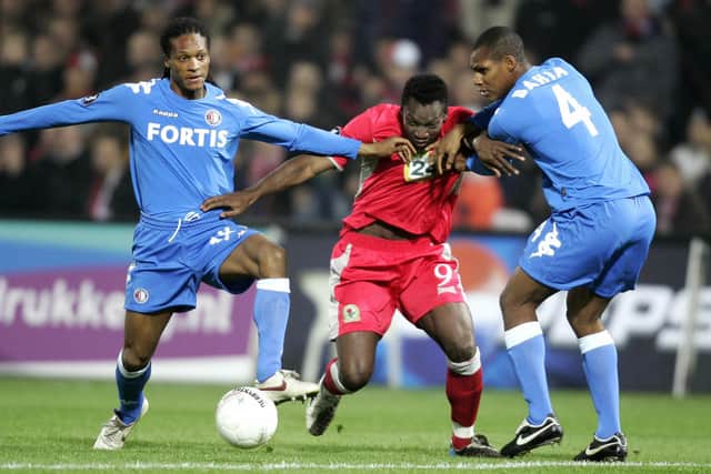 Serginho Greene (left) in action for Feyenoord in a UEFA Cup match against Blackburn Rovers