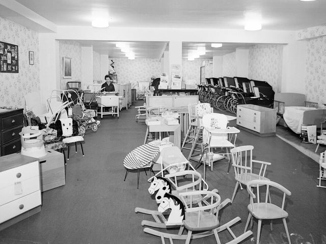 Pictured in 1964 is the nursery and pram department of Martin of George Street.