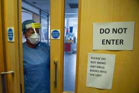 Staff seen inside the ICU two unit at the Royal Alexandra Hospital, Paisley, Scotland, as it deals with the Coronavirus outbreak
