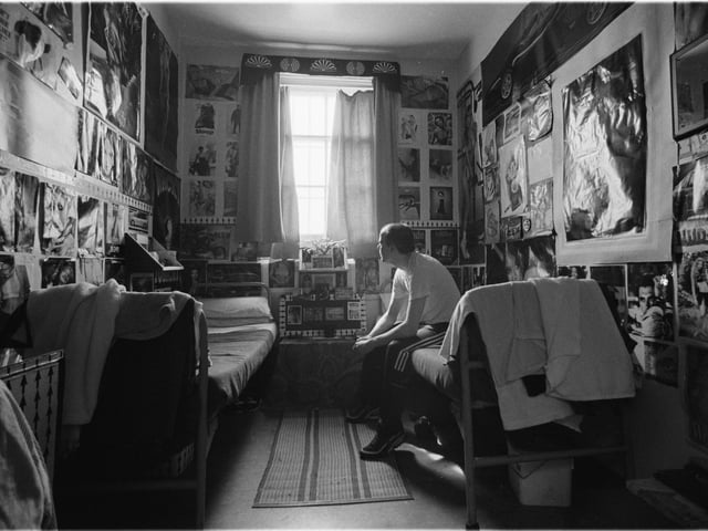 An inmate pictured inside his cell at Saughton Prison in June, 1994.