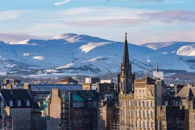 Edinburgh is covered in snow on Wednesday.