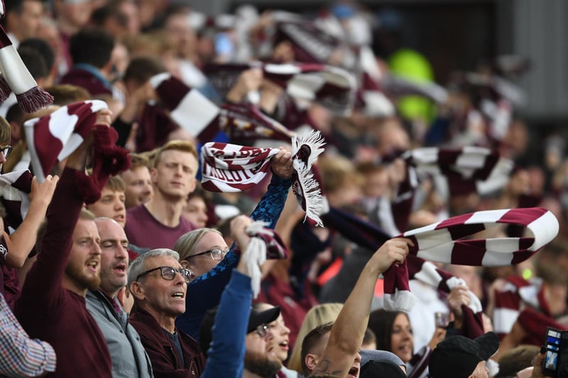 Fans get right behind the team during the UEFA Europa League play-off second leg match against FC Zurich at Tynecastle