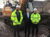 In the picture from left to right are: Richard Crowther, Commercial Director at Cruden Building Scotland, Midlothian Council's Cabinet Member for Housing Cllr Stuart McKenzie and Project Manager Scott Walker.