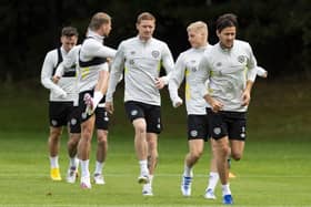 The expected starters training in preparation for tonight's big match against FC Zurich. Picture: Mark Scates / SNS