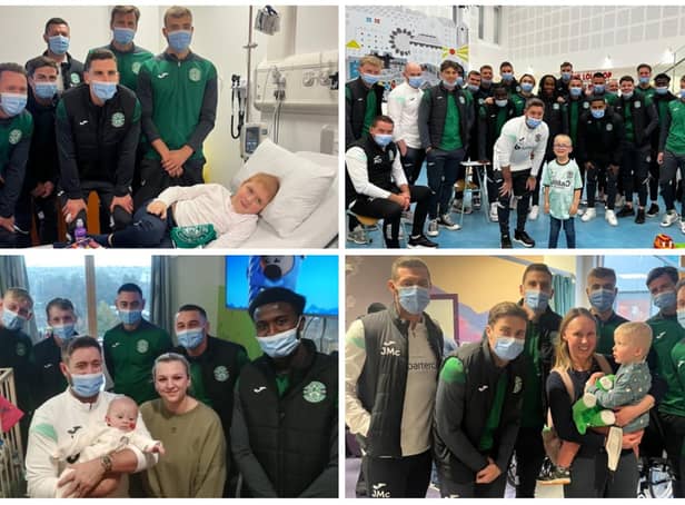 Hibernian players paid the Royal Hospital for Children and Young People (RHCYP) a surprise visit.