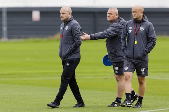 The Hearts management team of Steven Naismith, Frankie McAvoy and Gordon Forrest. Pic: SNS