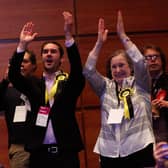 SNP group leader Adam McVey (centre) celebrates as the Edinburgh Council election results come in (Picture: Scott Louden)