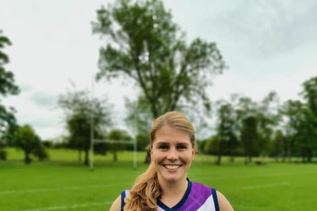 Melrose's Erin Maguire in her Scotland shirt ahead of June's AFL Euro Cup in Edinburgh
