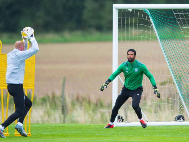 Dillon Barnes is put through his paces at Hibs training.