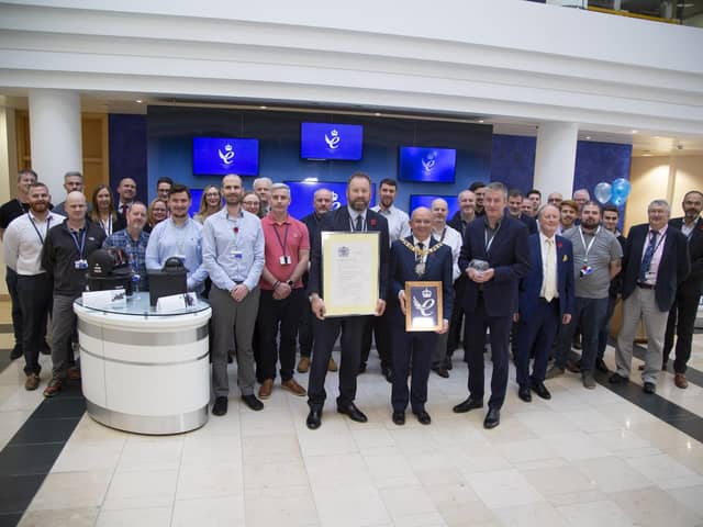 The Lord Provist with the Queen's Award for Enterprise - Innovation presented to Leonardo UK Radar and Advanced Targeting