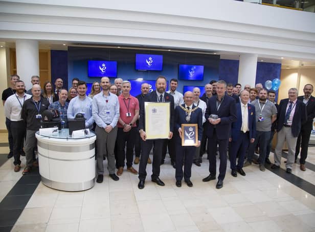 The Lord Provist with the Queen's Award for Enterprise - Innovation presented to Leonardo UK Radar and Advanced Targeting