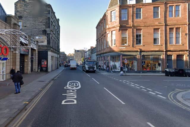 A 76-year-old man has been taken to hospital after being struck by a car on Duke Street.