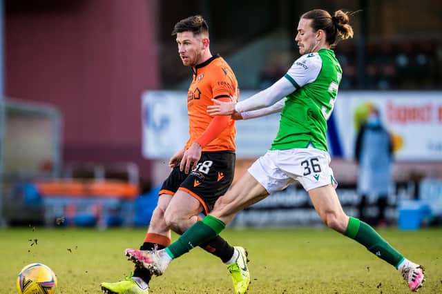 Hibs' January signing Jackson Irvine in action during the league win over Dundee United. Photo by Ross Parker / SNS Group