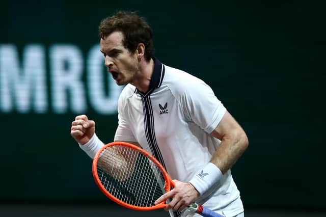 Andy Murray celebrates his victory over Robin Haase of Netherlands in Rotterdam. Picture: Dean Mouhtaropoulos/Getty Images