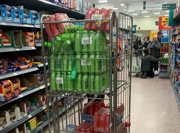 Morrisons on Portobello Road in Edinburgh re-stocking the popular drink, which is being promoted by YouTubers Logan Paul and KSI.
