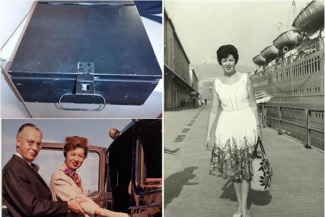 RBS is tying to find Carole's safe deposit box, similar to another one she owns and keeps at the RBS St Andrew's Square branch. Thelma Hardacre is seen here beside a cruise liner in Naples and, left, together with her husband Fred at their wedding. Pictures: Carole Mowat