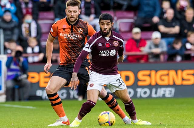 Josh Ginnelly was one of Hearts' best players against Dundee United.