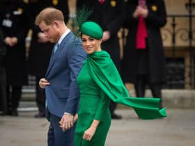 The Duke and Duchess of Sussex arriving at the Commonwealth Service at Westminster Abbey, London.