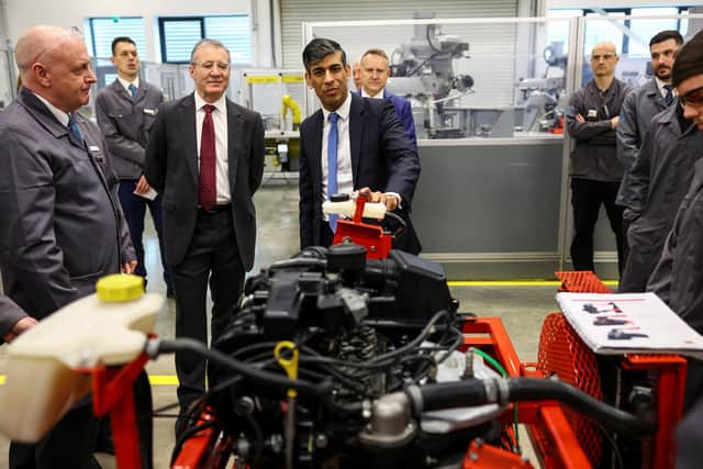 Rishi Sunak visits an apprentice training centre at the Manufacturing Technology Centre (MTC) on March 18 in Coventry