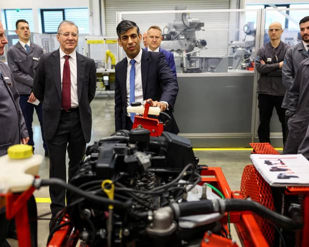 Rishi Sunak visits an apprentice training centre at the Manufacturing Technology Centre (MTC) on March 18 in Coventry