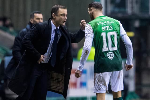 Maloney gives instructions to Boyle during the 1-0 victory over Aberdeen