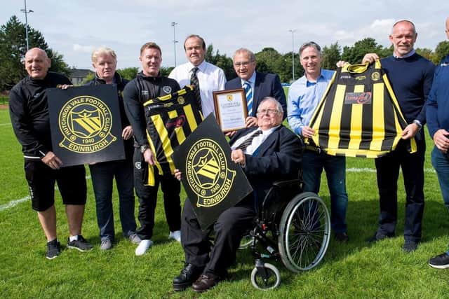 A proud day for Tom Allison as Lothian Thistle Hutchison Vale become full members of the Scottish FA