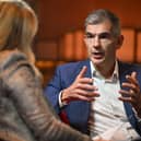 BBC Director General Matt Brittin at the Radio theatre at Broadcasting House, interviewed for Sunday with Laura Kuenssberg