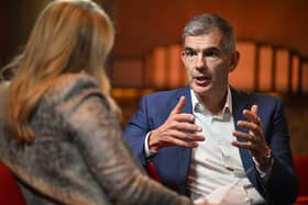 BBC Director General Matt Brittin at the Radio theatre at Broadcasting House, interviewed for Sunday with Laura Kuenssberg