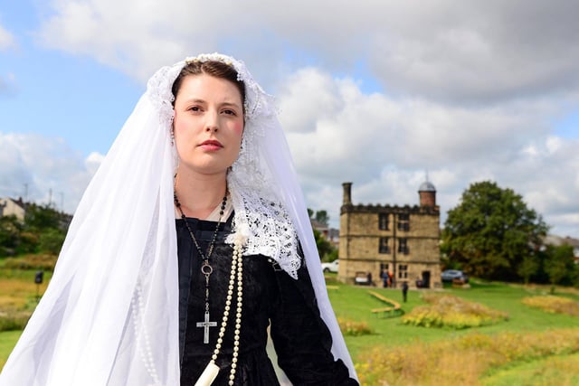The picture shows a actress playing Mary Queen of Scots, pictured during a Terrible Tudors and Fabulous Falconry event at Manor Lodge. But Mary Queen of Scots lived under house arrest in Sheffield for over a decade.