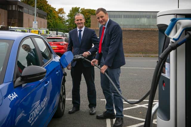 Mr Matheson and Cllr Arthur say the EV chargers will help achieve net-zero.