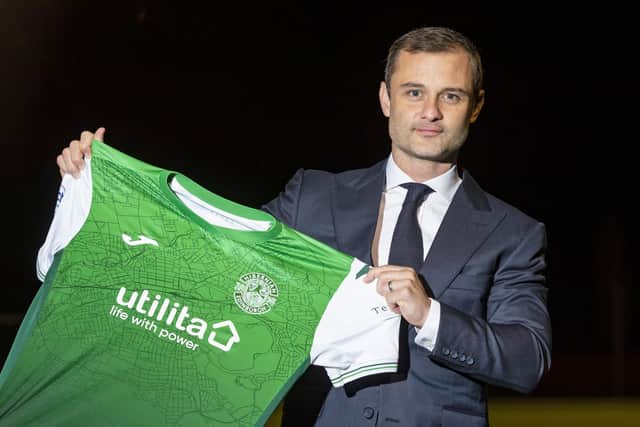 Shaun Maloney during his unveiling as Hibs manager on December 20, 2021. He managed the club for just 19 games. Picture: SNS