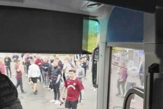 A video of Rangers and Hearts fans fighting at a service station has been shared on social media